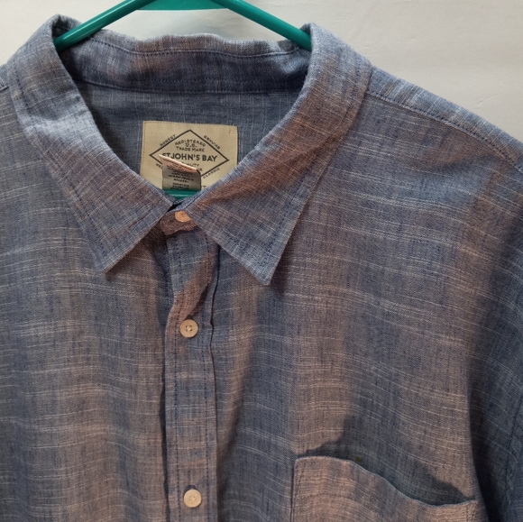 St. John’s Bay 30% Linen Classic Fit XXL Blue Business Casual Shirt Office Event - Picture 8 of 15